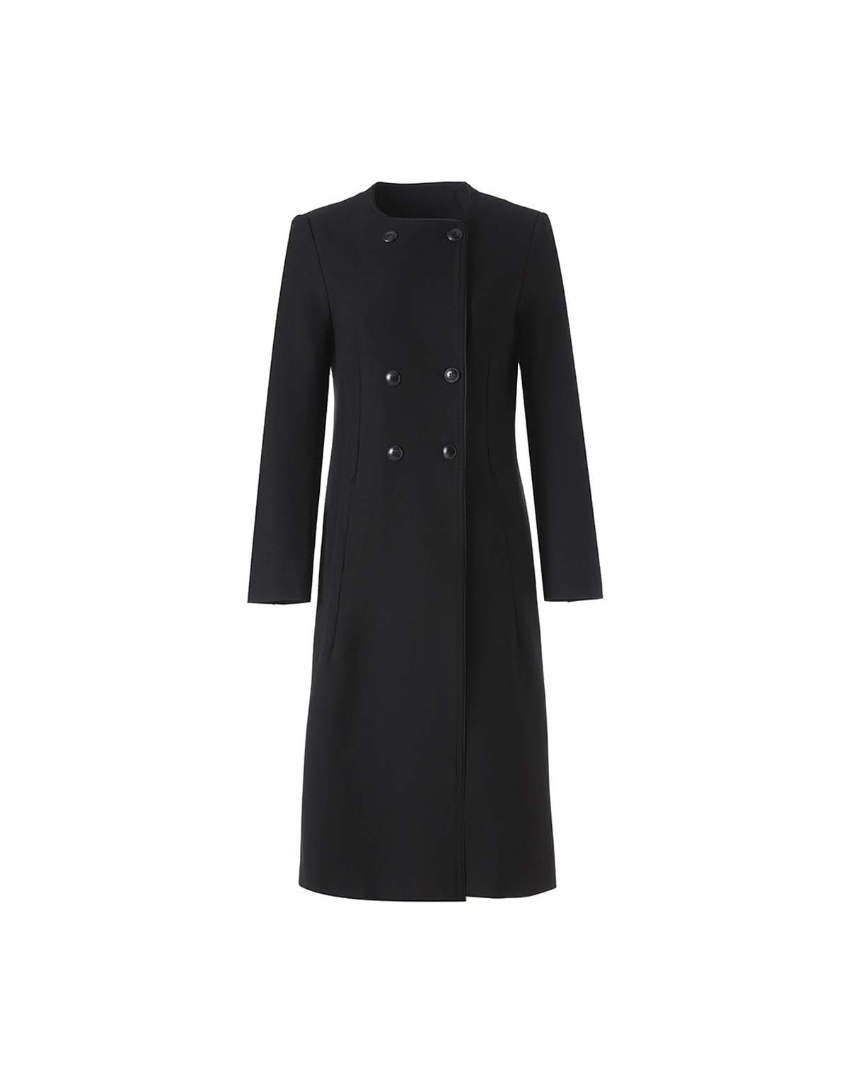 Women's New Simple Round Neck Double-Breasted Casual Trench Coat-wt662-2